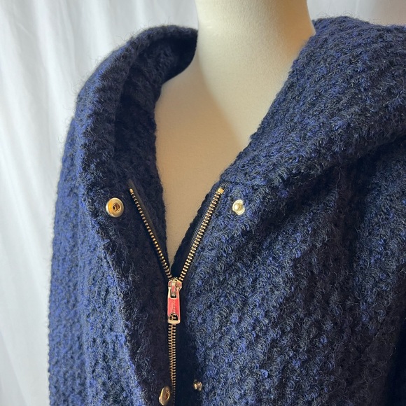 Cole Haan Signature Navy Hooded Blue Coat with Zipper & Belt - Size 12 - Picture 5 of 7